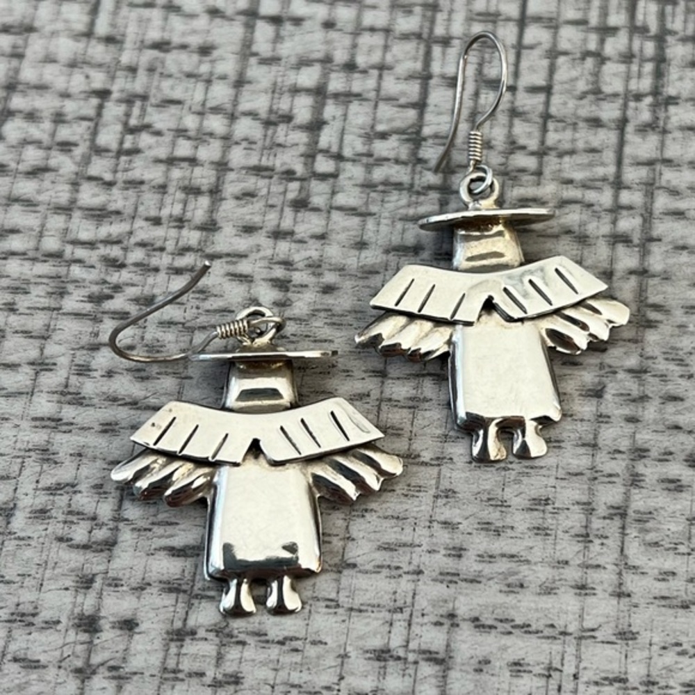 Sterling Silver Angel Dangle Earrings with Shepherd Hooks